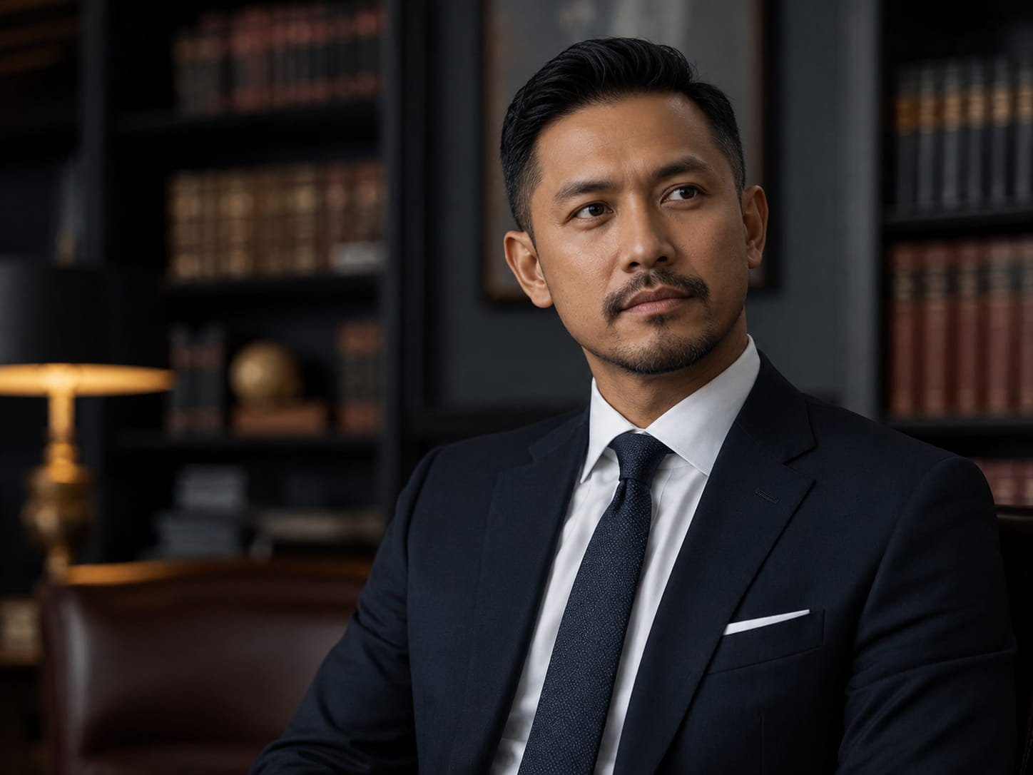 Professional lawyer seated in a legal office