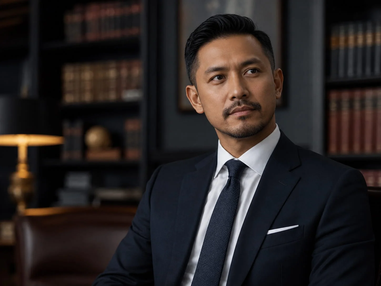 Professional lawyer seated in a legal office