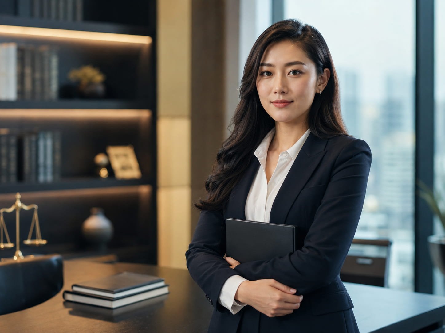 Female legal professional standing in a modern office